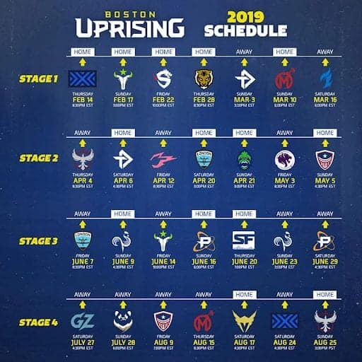 Boston Uprising Schedule