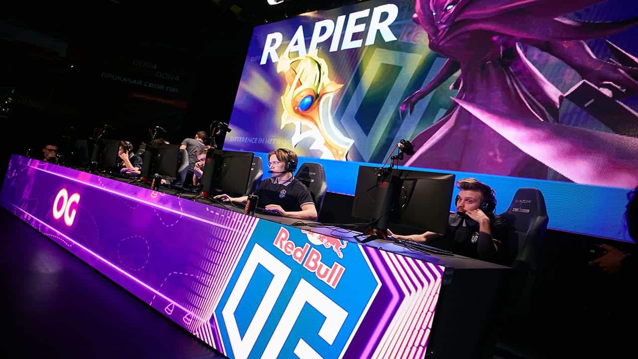 Team OG on the main stage at the SLI Minor in Kiev