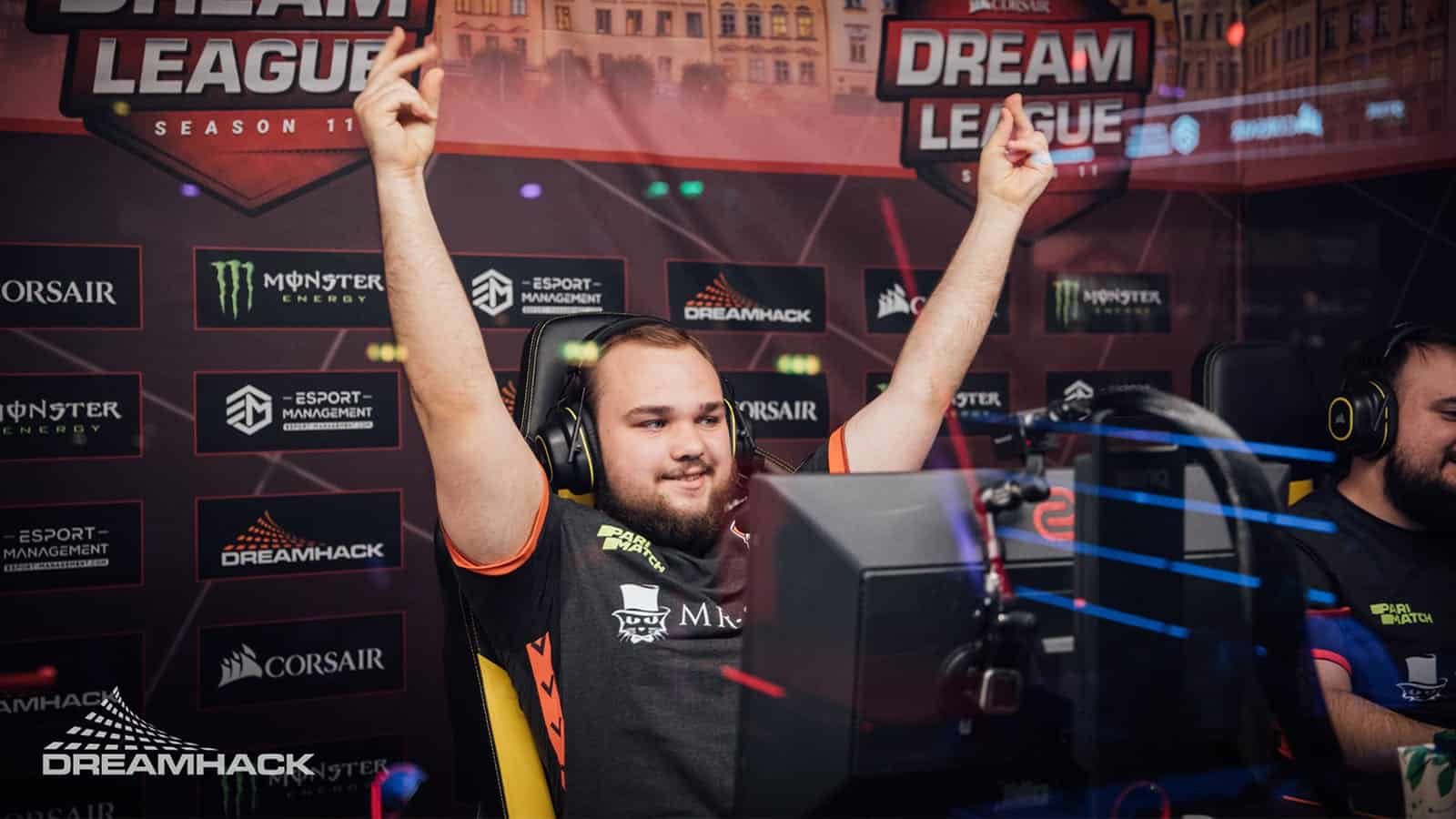 Virtus Pro player No[o]ne celebrates a victory