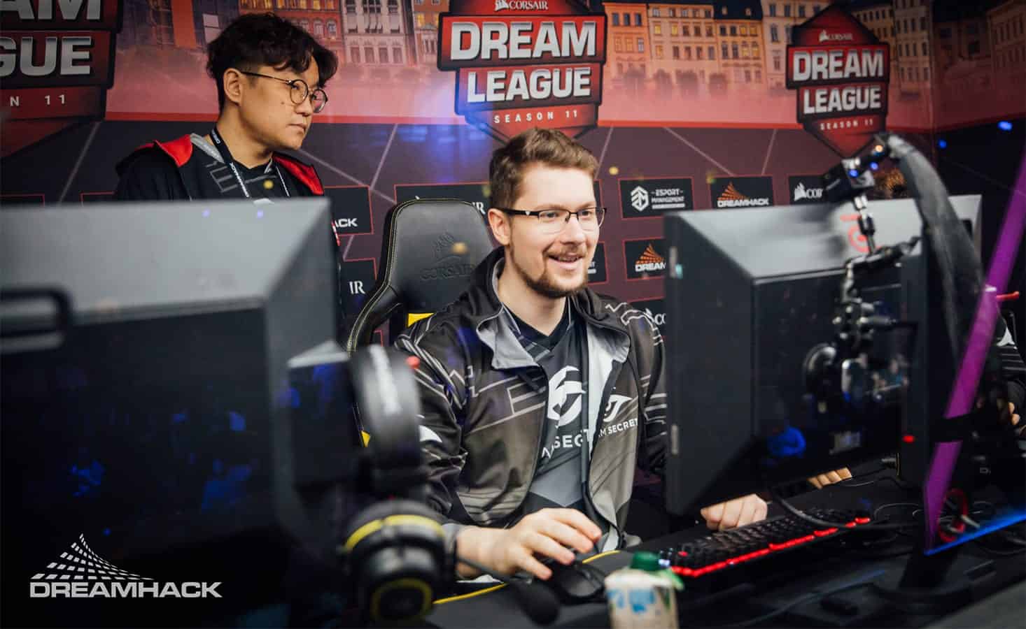 Team Secret captain, Puppey, celebrating a win in game