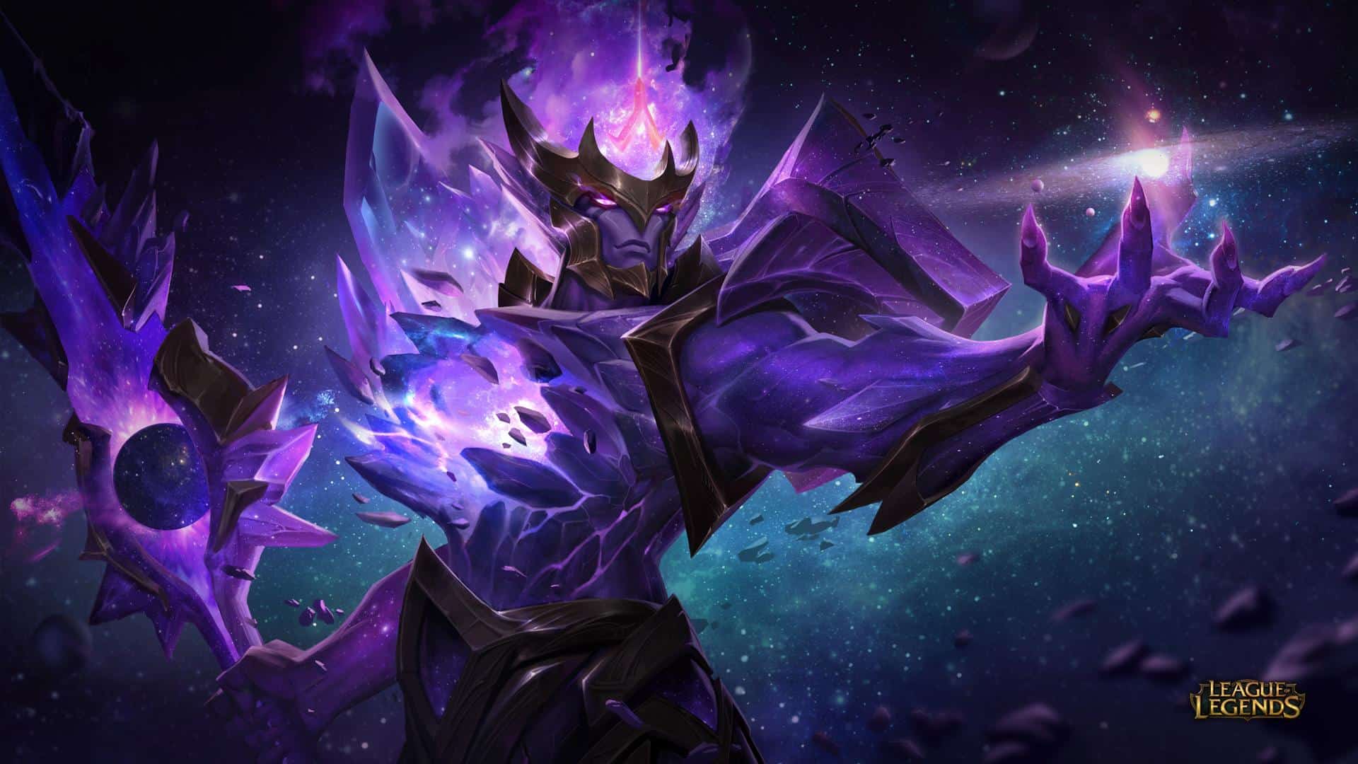 The splash art for Dark Star Jarvan IV in League of Legends.