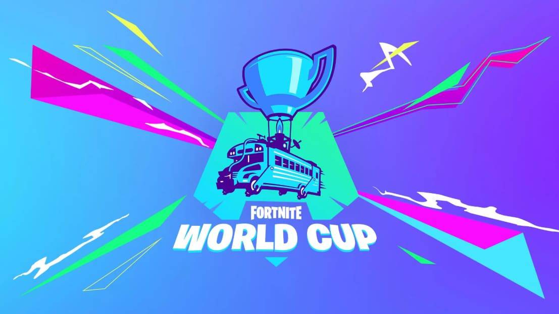 Fortnite World Cup logo with the battle bus and trophy