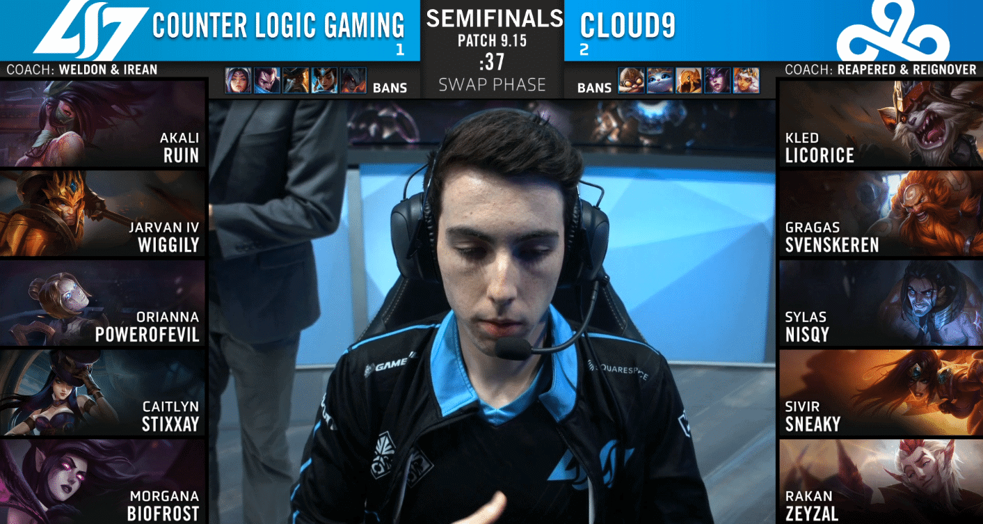League of Legends Championship Series LCS summer 2019 semifinal game four Cloud9 C9 Counter Logic Gaming CLG Stixxay