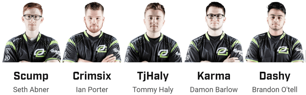 Call of duty world championship CWL 2019 optic roster scump crimsix tjhaly karma dashy