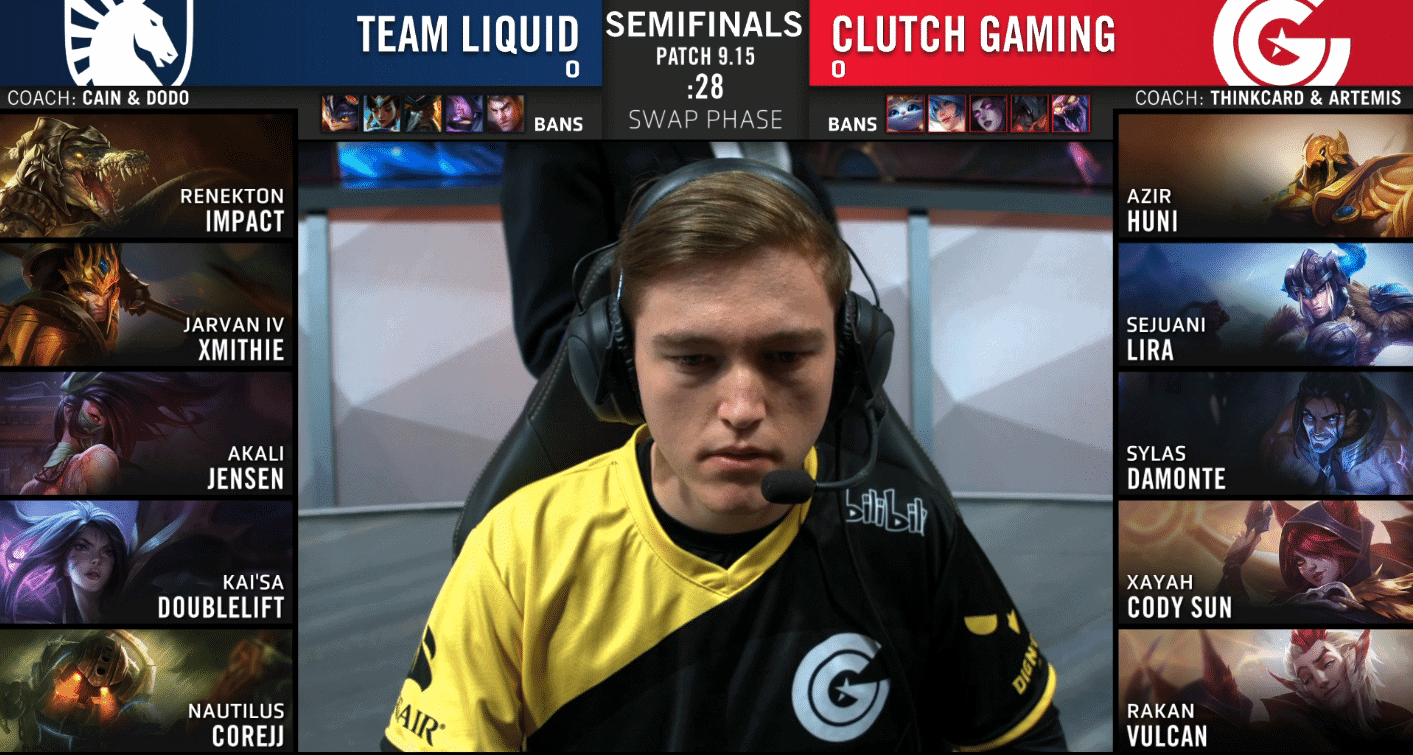 League of Legends Championship Series LCS Summer 2019 Semifinal Team Liquid TL Clutch Gaming CG game 1 Damonte