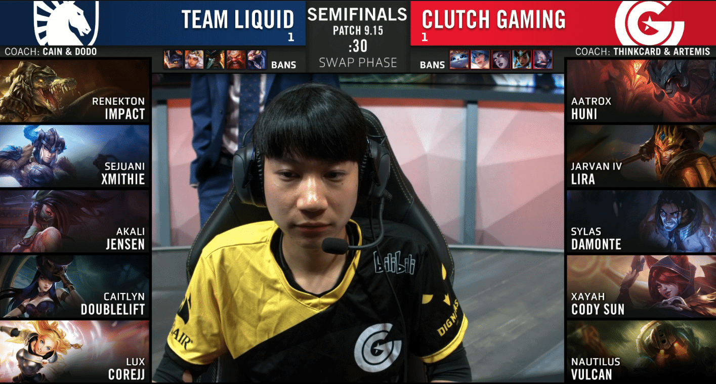 League of Legends Championship Series LCS Summer 2019 Semifinal Team Liquid TL Clutch Gaming CG game 3 Cody Sun