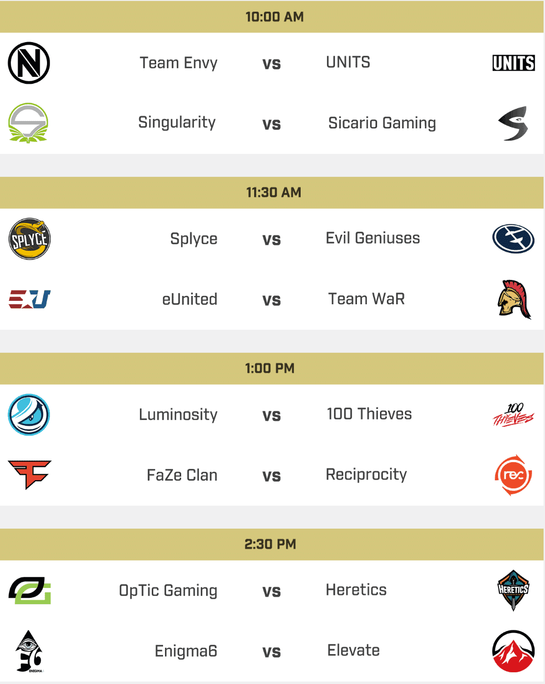 Call of duty world championship CWL 2019 day three schedule