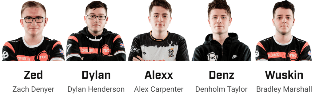 Zed, Dylan, Alexx, Denz, Wuskin roster for CWL Championship Team Reciprocity