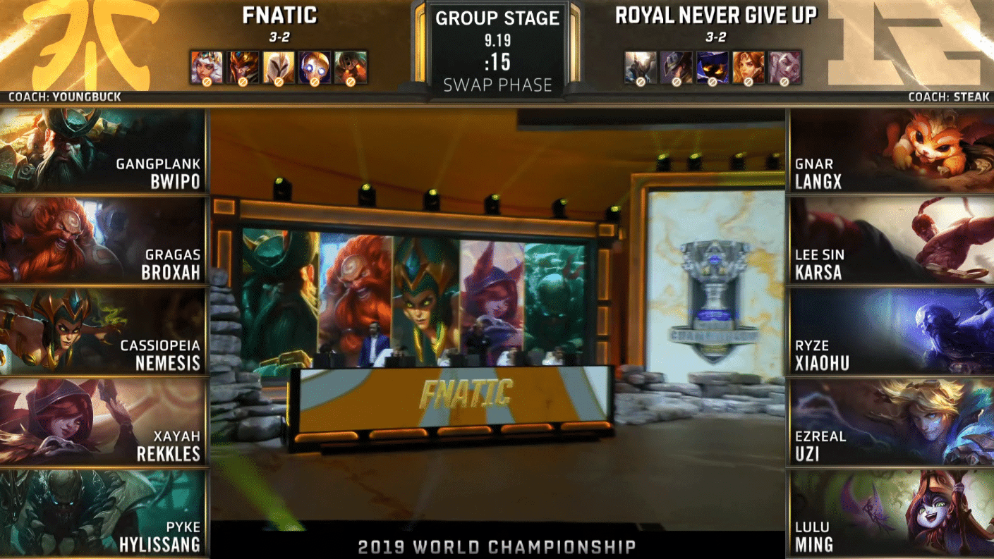 LoL Worlds 2019 Groups Day 7 FNC RNG
