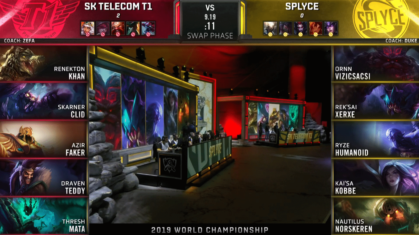 LoL Worlds 2019 Quarterfinal Day 2 SKT SPY Game 3