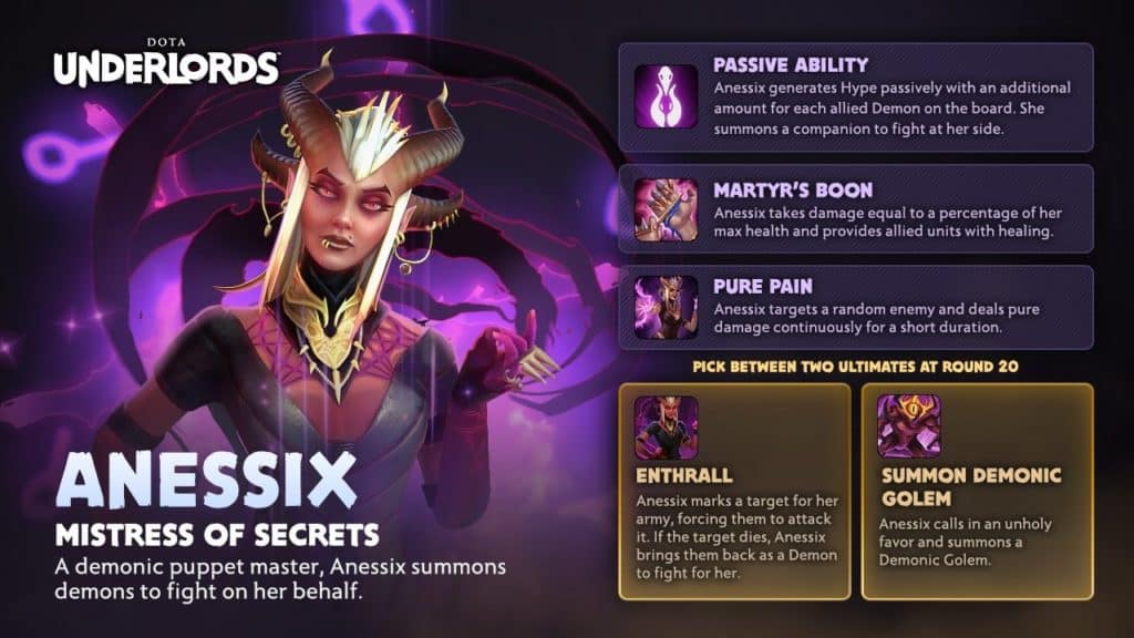 Dota Underlords: Underlord Anessix Revealed