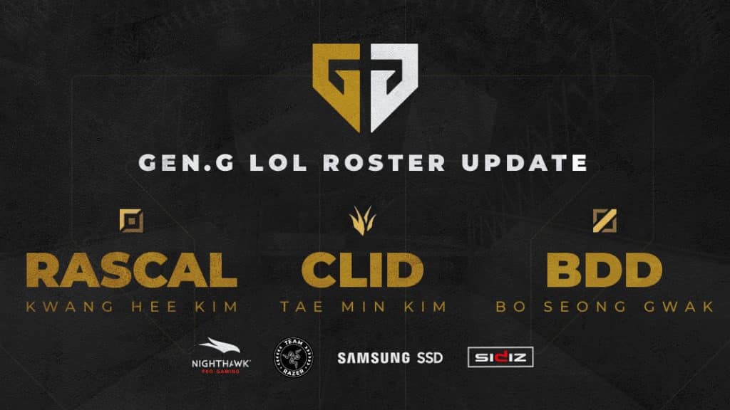 League of Legends: Gen.G sign Rascal, Clid and Bdd to complete 2020 roster