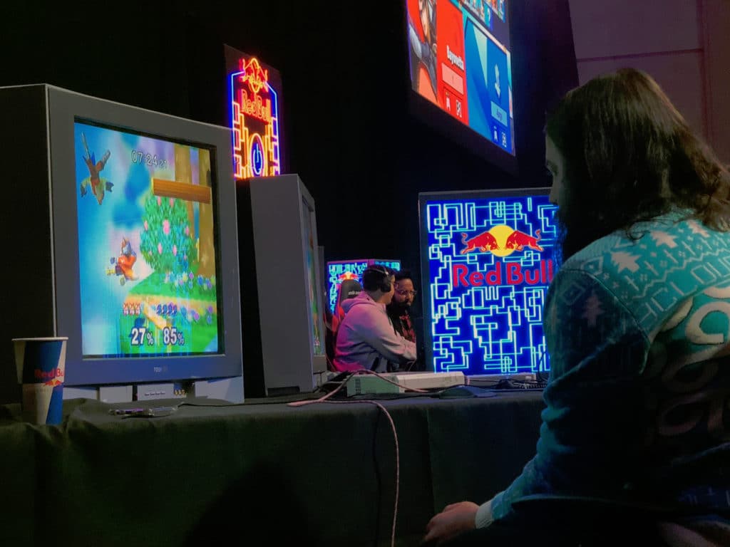 David “GrandPOObear” Hunt competing in the Speedrun Showcase at Red Bull AdrenaLAN