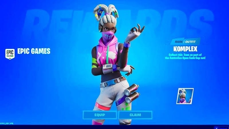 The in game screen showing the Komplex outfit reward