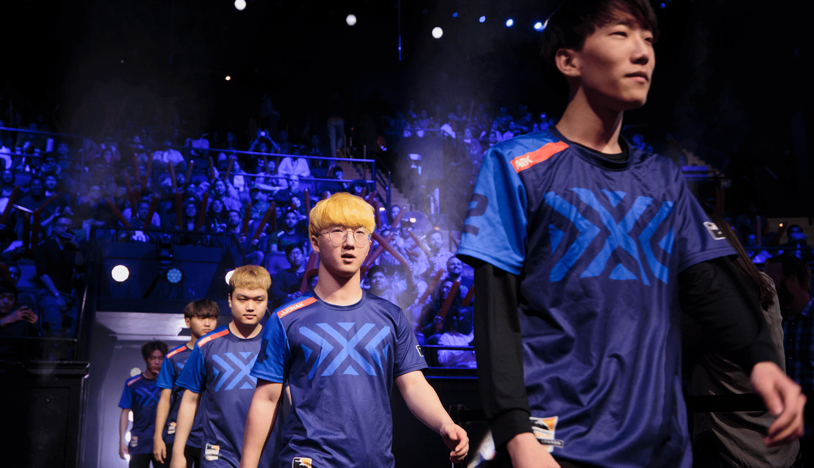 NYXL Overwatch League players walking crowd
