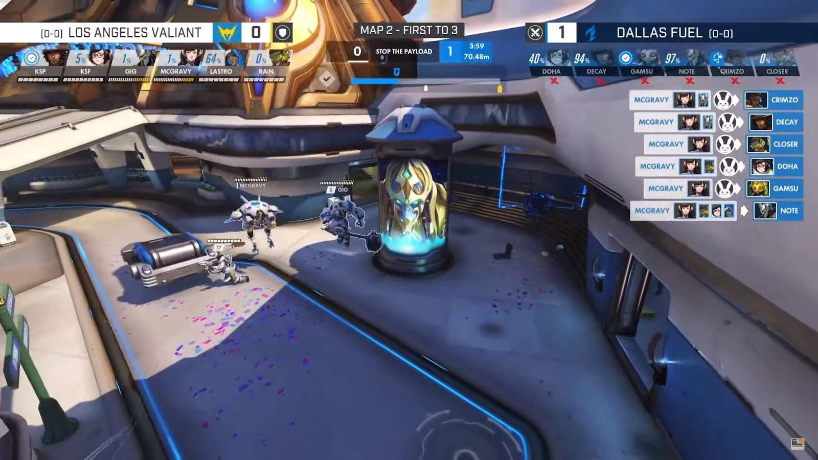 A screen of the final moments as Dallas that the game over the Los Angeles Valiant