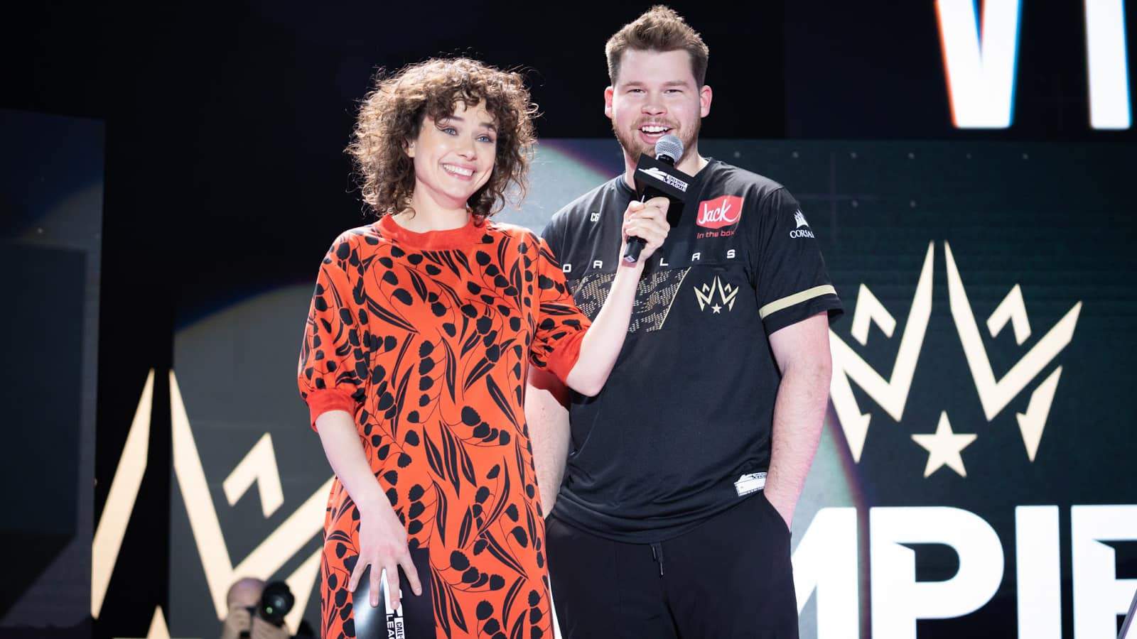 Dallas Empire player C6 grins during an interview after the teams win. 