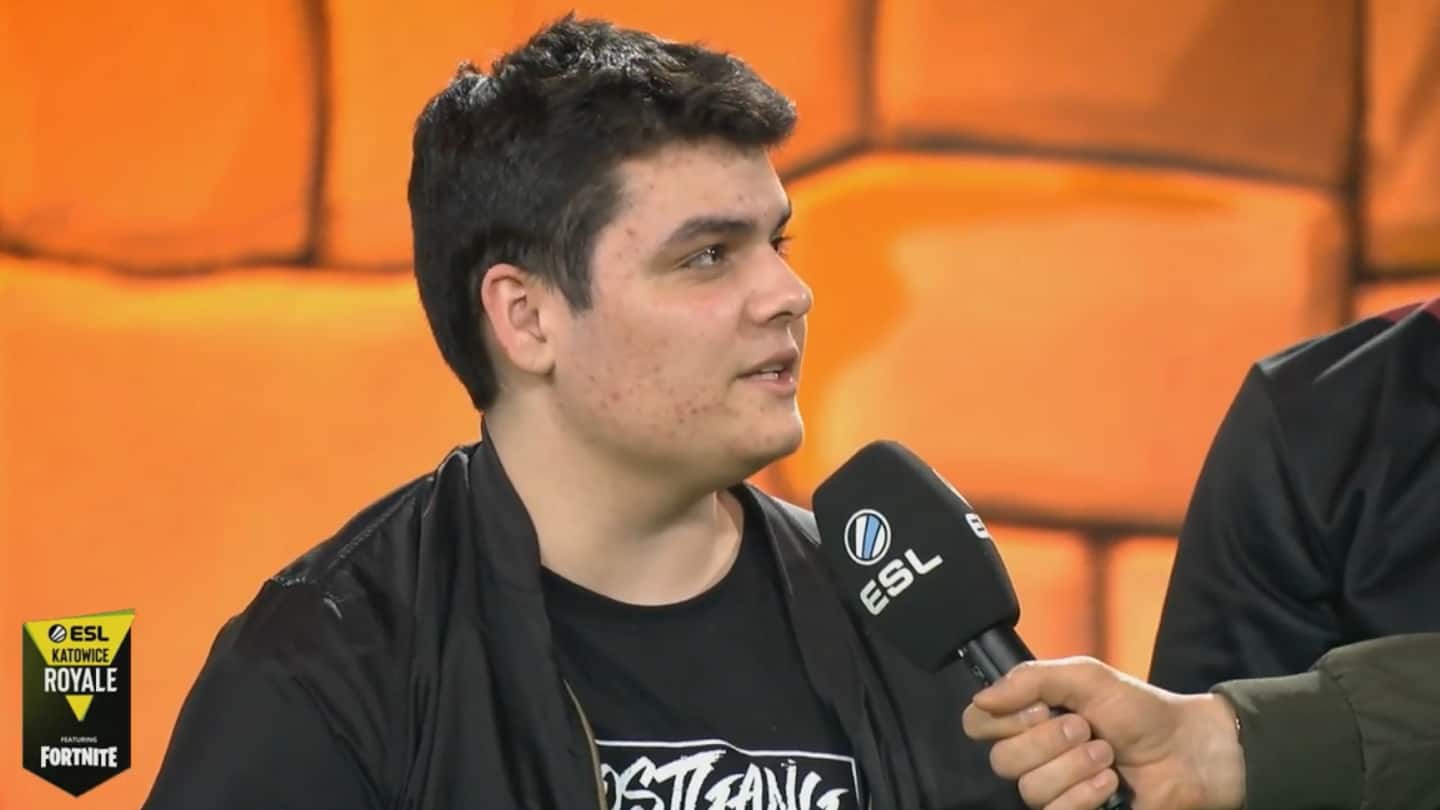 Saf answers questions during an interview at ESL Katowice