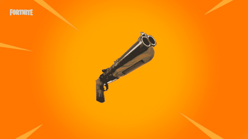 A double barrel shotgun from Fortnite on orange background