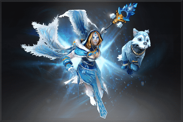 The Frost Avalanche arcana for Crystal Maiden featuring her terrier dog companion