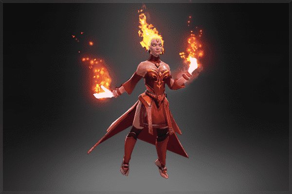 The first ever Dota 2 arcana, Lina's iery Soul of the Slayer with her mane of flaming hair