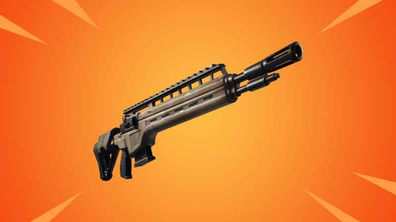 An Infantry rifle from fortnite on an orange background