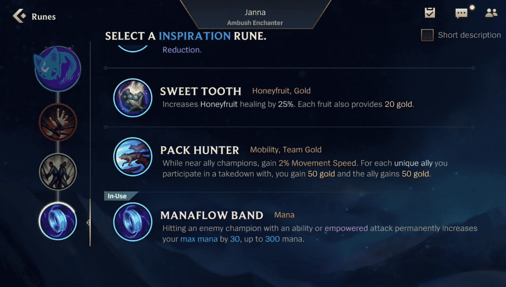 League of Legends Wild Rift rune page summon aery, sweet tooth, summon hunter