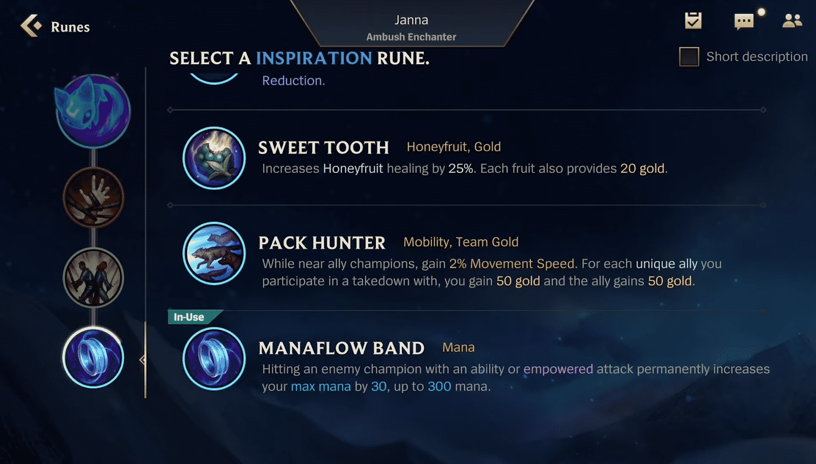 League of Legends Wild Rift rune page summon aery, sweet tooth, summon hunter