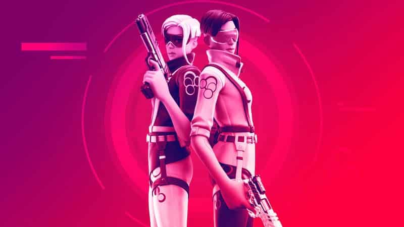 two secret agent Fortnite characters standing back to back