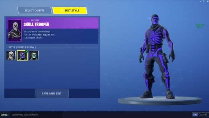 The old skull trooper skin in purple
