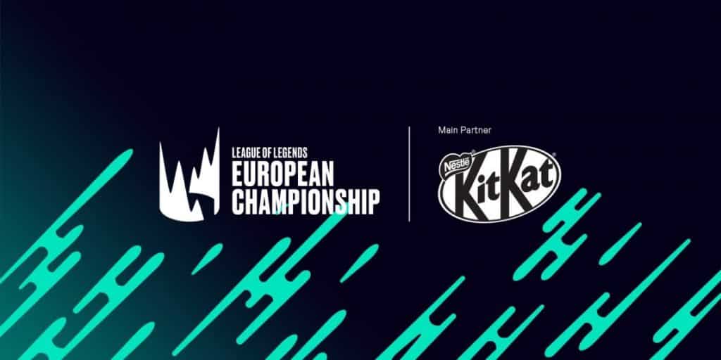 The League of Legends European Championship and Kit Kat Logos next to each other