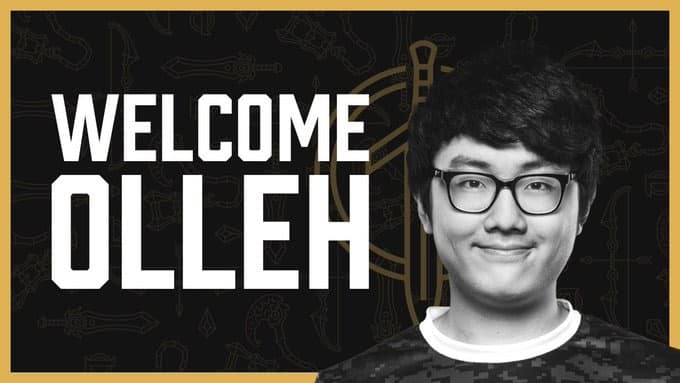 Welcome Olleh in white text with LoL player Olleh's smiling face next to it
