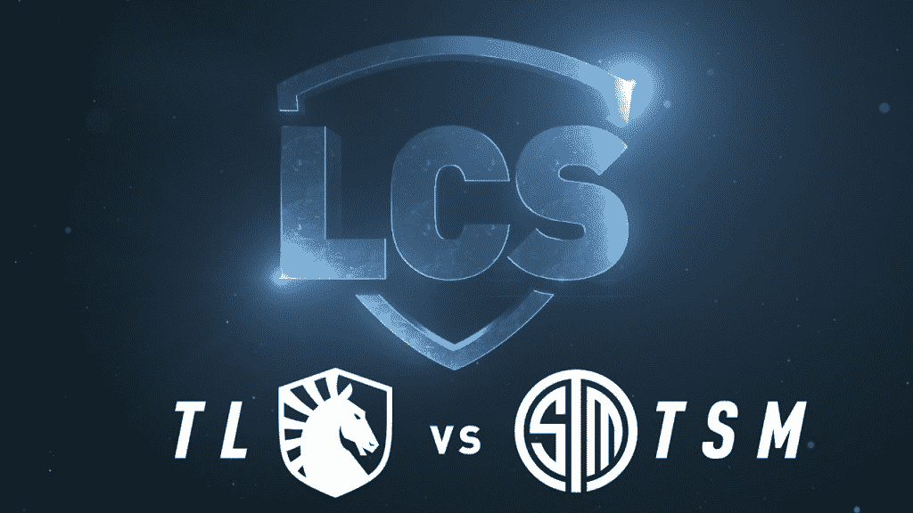 TL v TSM logos with the LCS logo above it
