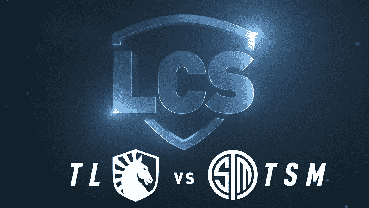 TL v TSM logos with the LCS logo above it