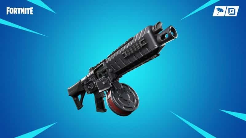 A Drum Shotgun from Fortnite on a blue background