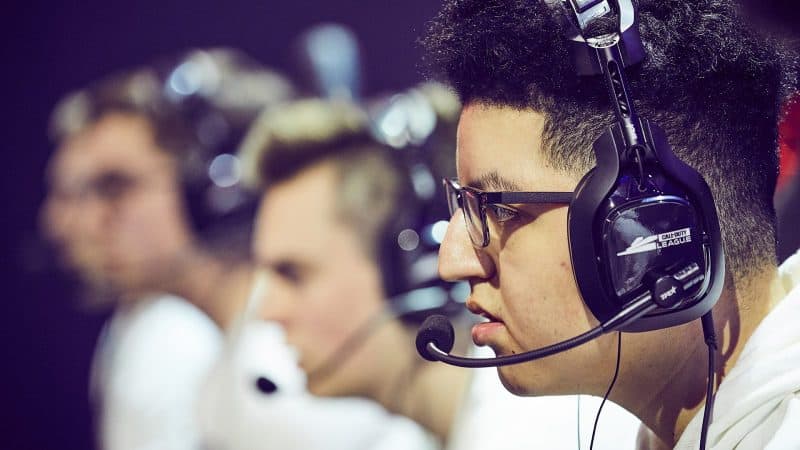 A close up of McArthur "Cellium" Jovel with his CDL headset on, competing with his team during a live game
