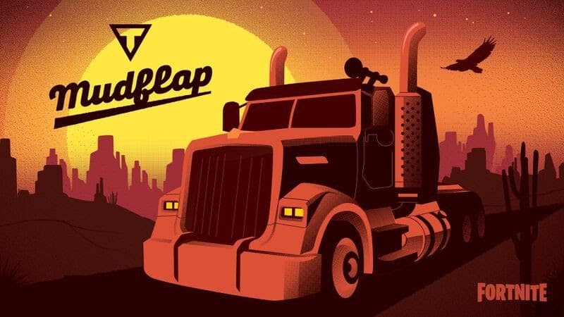 The Mudflap truck from Fortnite in a peaceful backwoods setting
