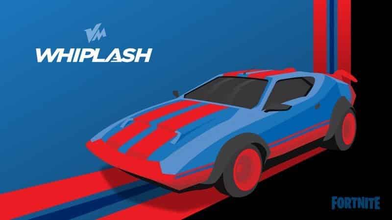Art of the Whiplash from Fortnite on a sleek blue red and black background
