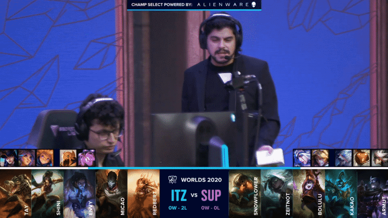 The SuperMassive LoL coach readies the team before game featuring the SUP and INTZ drafts below