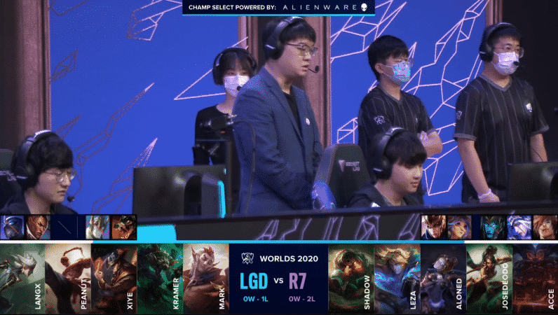 The LGD coach preps his team for a Worlds 2020 game versus Rainbow7 with their game draft below