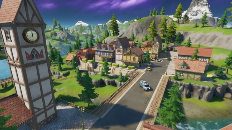 The Misty Meadows town from Fortnite
