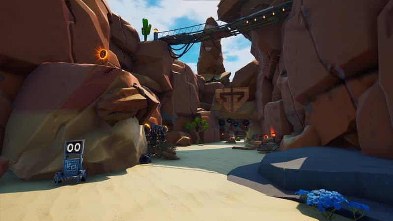 A screenshot from the Samsung Gen.G Mystic Map Mayhem showing a deserty trench with the Gen.G logo