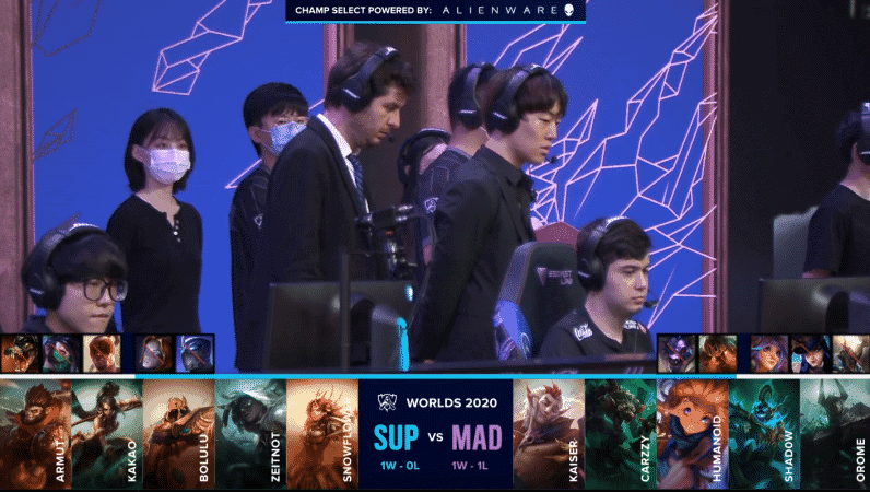 The SuperMassive coaches prepare their team for their game against MAD Lions with the two teams' drafts below