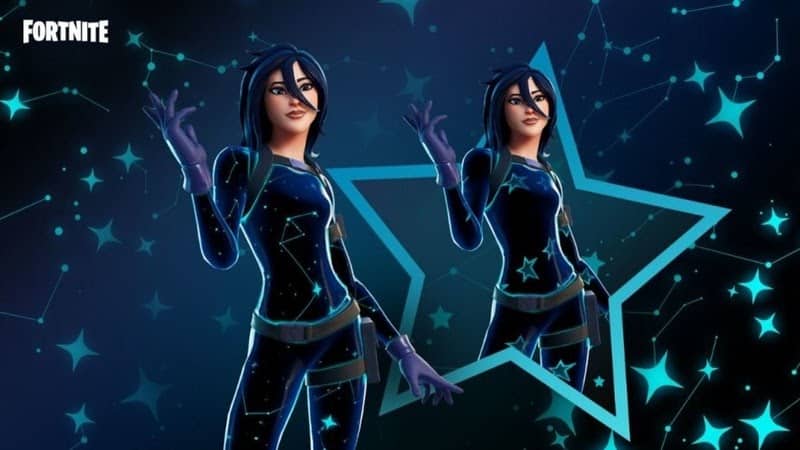 The Fortnite skin for Astra, showing the two options available for the suit,star or constellation