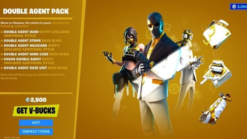 The promotional image for the Double Agent bundle, showing both male and female skins for the agents