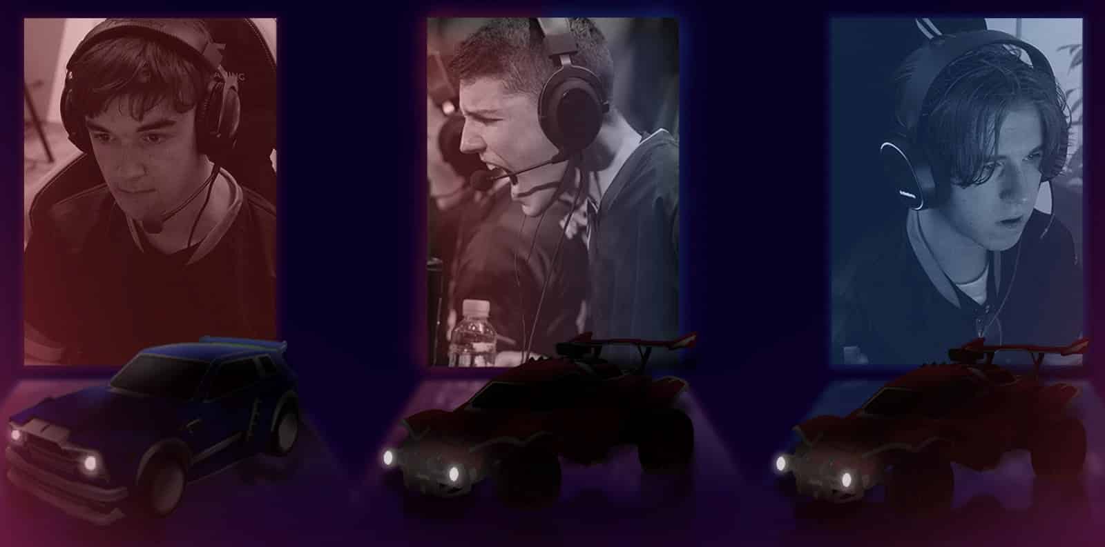 Guild Esports Rocket League announcement, showing profile pictures of players Joseph "noly" Kidd, Thomas "ThO." Binkhorst and Kyle "Scrub Killa" Robertson