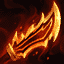 A red and orange blowing scimitar, Guinsoo's Rageblade item from League of Legends