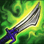 A sword glowing green, the Mercurial Scimitar item from League of Legends