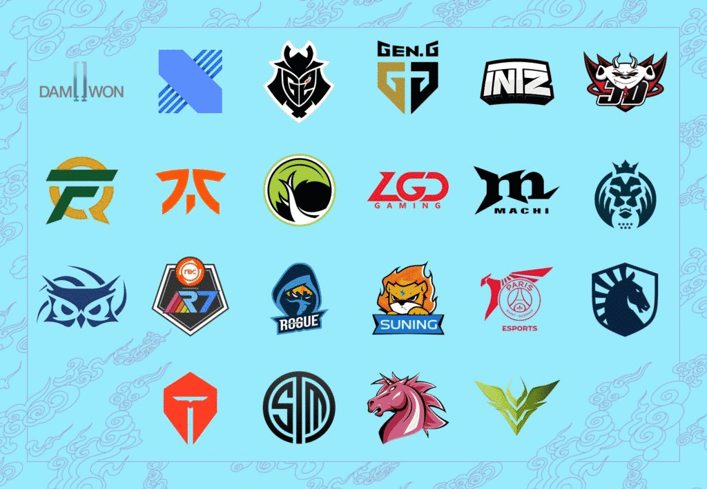 A graphic showing every team's logo that qualified for the LoL World Championship 2020