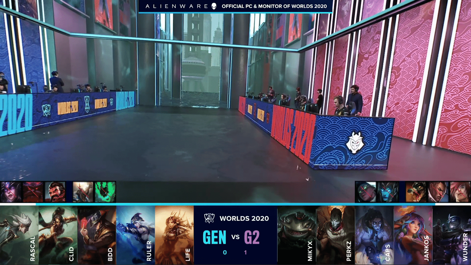 The Gen.G and G2 Esports ahead of their game two against each other with their drafts below